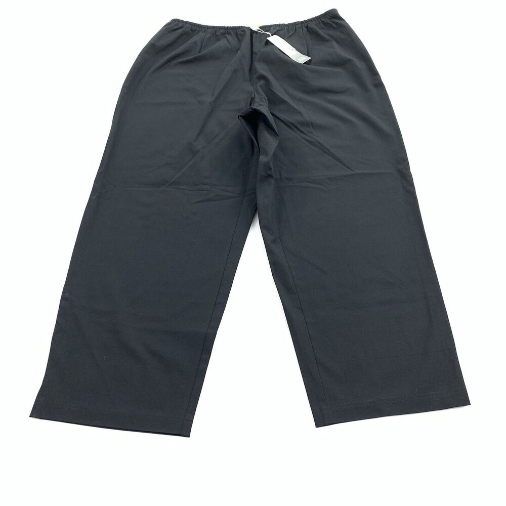 NWT $168 Eileen Fisher Slim Ankle Pant Size 1X Plus Black Side Zip Elastic Waist